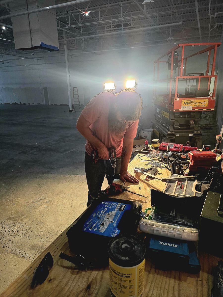 Evening lock repair in a warehouse