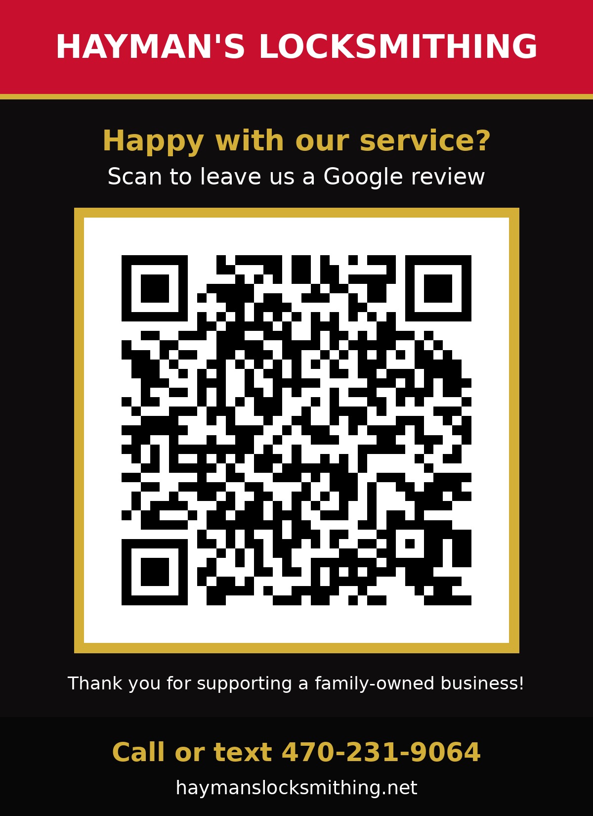 Scan to leave Hayman's Locksmithing a Google review